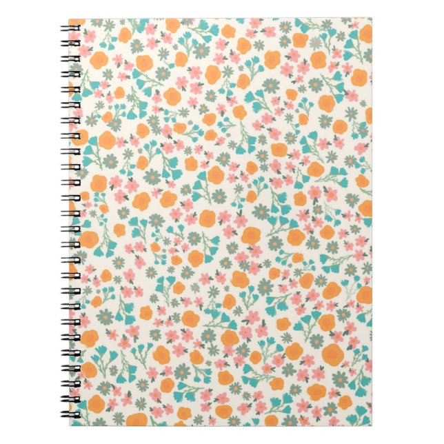 Caderno Espiral Notebook floral coral (Frente)
