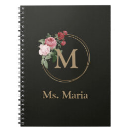 Caderno Espiral Notebook Floral Custom Monograma and Name Diário