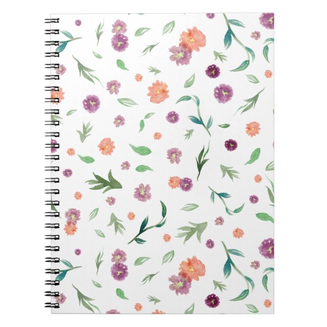 Caderno Espiral Notebook Floral Elegante - Bonito presente de aniv (Frente)