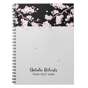 Caderno Espiral Notebook Floral Elegante Cherry Blossom