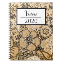 Notebook Floral em Madeira Visão 2020