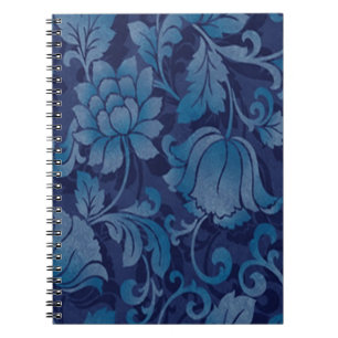 Caderno Espiral Notebook Floral Floral Azul Graceful