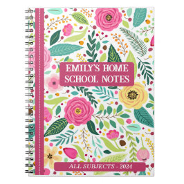 CADERNO ESPIRAL NOTEBOOK FLORAL HOMESCHOL