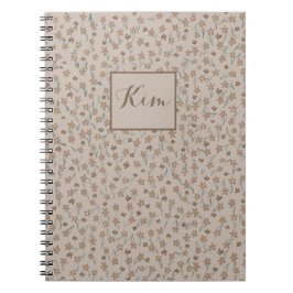 Caderno Espiral Notebook floral marrom personalizado