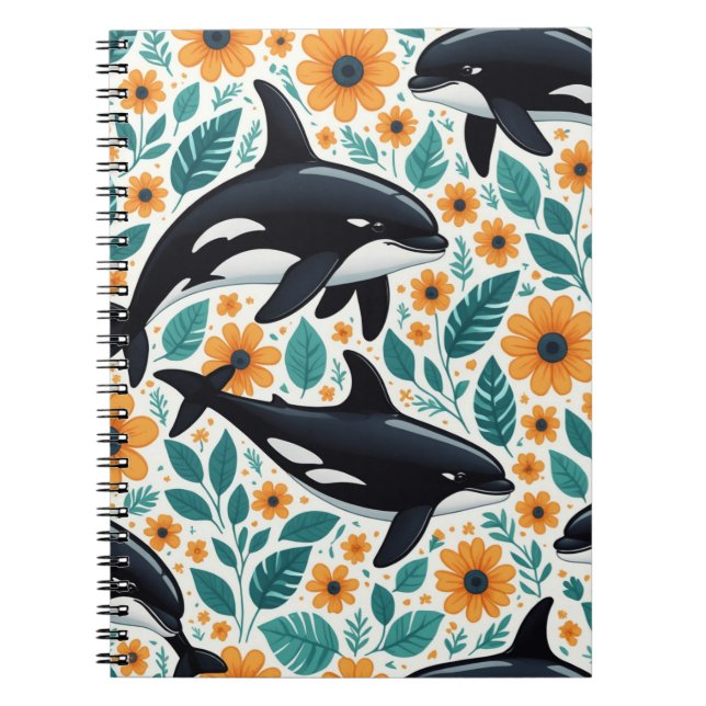 Caderno Espiral Notebook Floral orca Spiral (Frente)