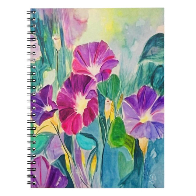 Caderno Espiral Notebook Floral para Glórias da Manhã (Frente)