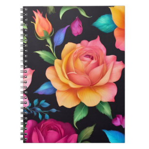 Caderno Espiral Notebook Floral Patern Rosa Spiral Foto
