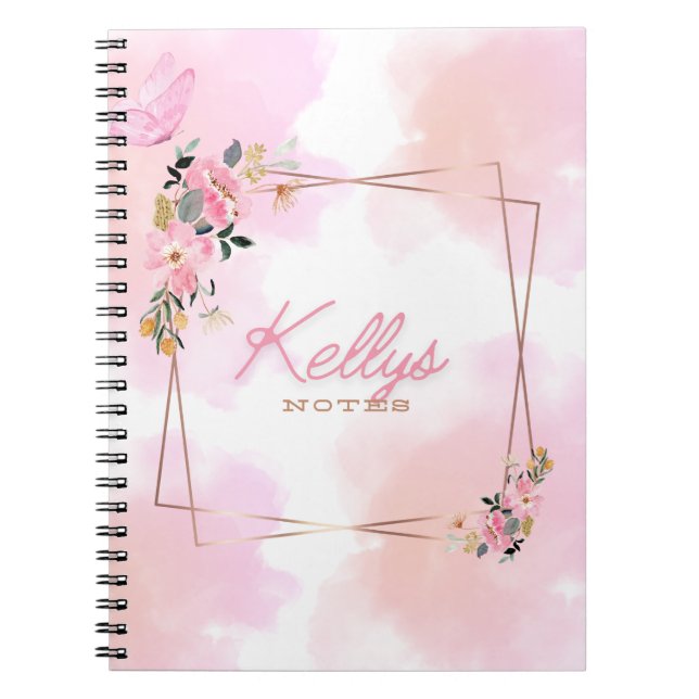 Caderno Espiral Notebook Floral Personalizado (Frente)