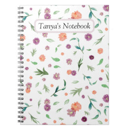 Caderno Espiral Notebook Floral Personalizado - Presente de Aniver