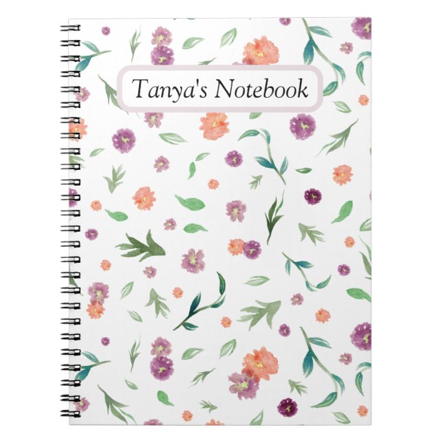 Caderno Espiral Notebook Floral Personalizado - Presente de Aniver (Frente)