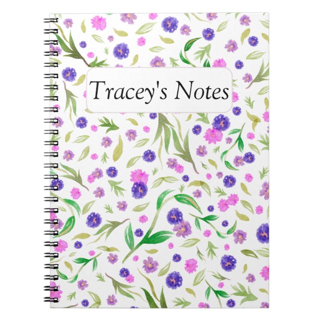 Caderno Espiral Notebook Floral Personalizado - Presente Personali (Frente)