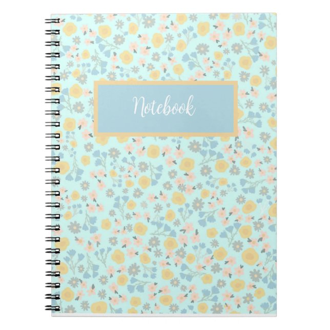 Caderno Espiral notebook floral personalizável (Frente)
