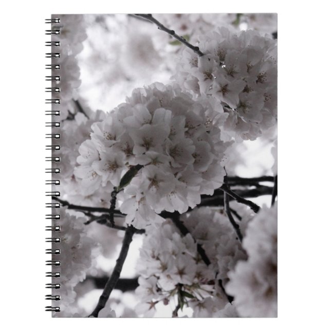 Caderno Espiral Notebook Floral Preto e Branco (Frente)