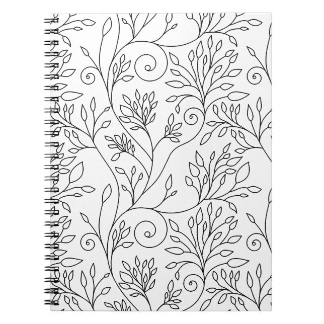 Caderno Espiral Notebook floral preto e branco (Frente)