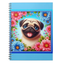 Notebook Floral Pug