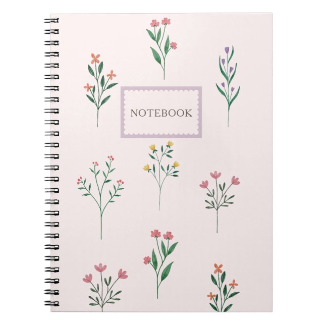 Caderno Espiral Notebook floral rosa personalizado (Frente)