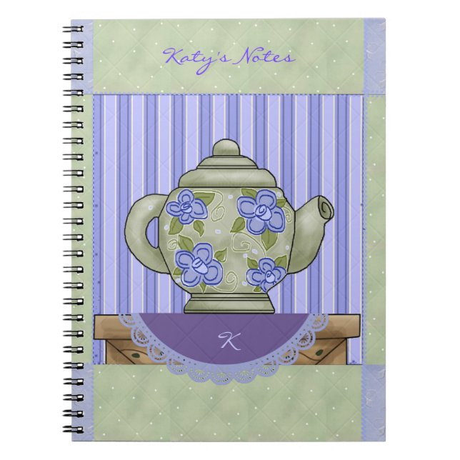 Caderno Espiral Notebook Floral Teapot Quilt (Frente)