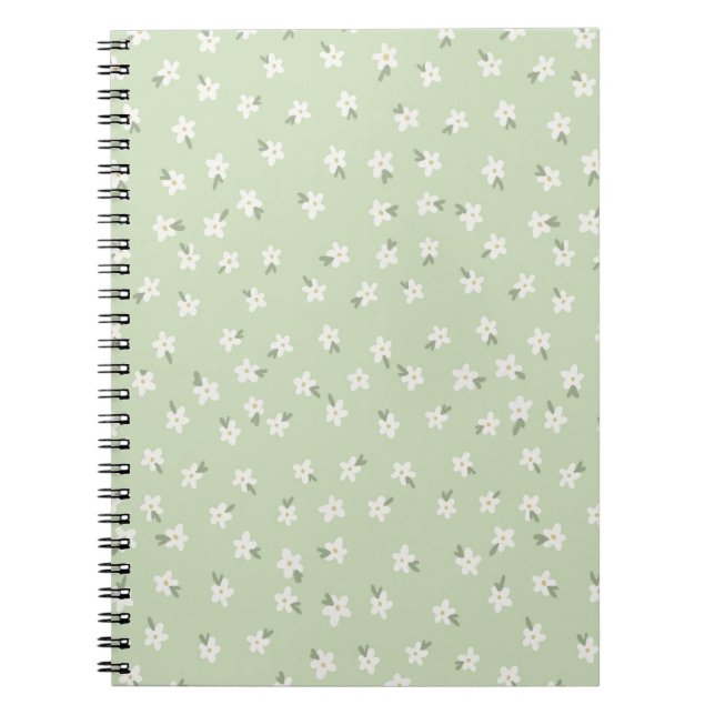 Caderno Espiral Notebook floral verde (Frente)
