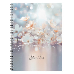 Caderno Espiral Notebook Floral White Peach