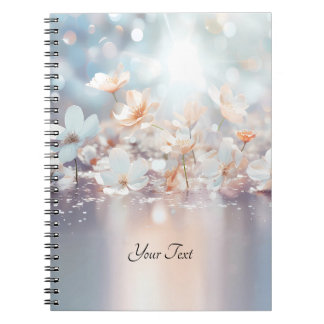 Caderno Espiral Notebook Floral White Peach