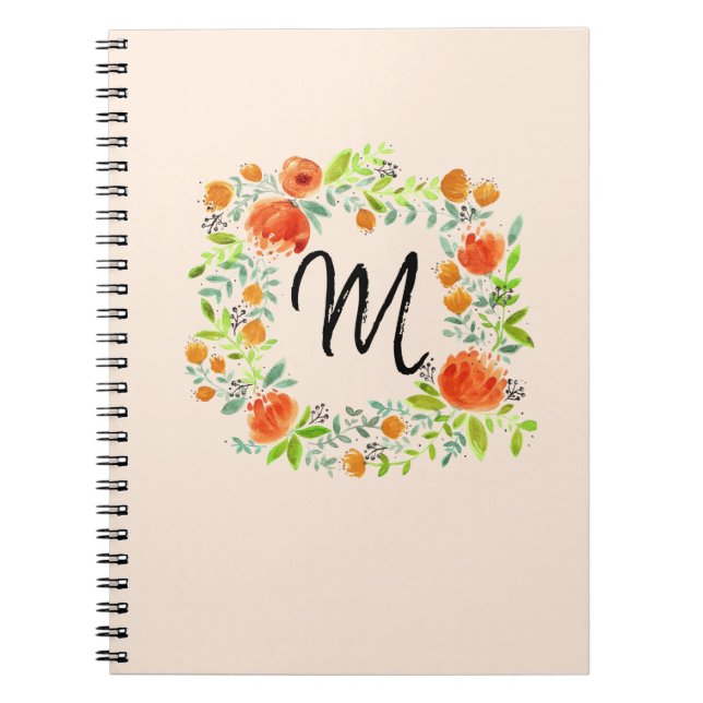 Caderno Espiral Notebook Floral Wreath Monograma (Frente)