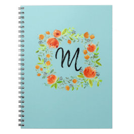Caderno Espiral Notebook Floral Wreath Monograma