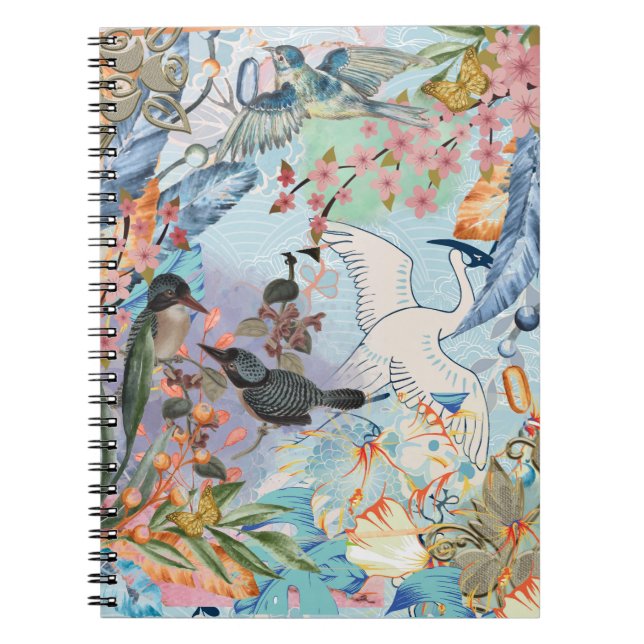 Caderno Espiral Notebook Florals Blue Shades (Frente)
