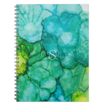 Notebook "Flores Verdes Azuis" Personaliza