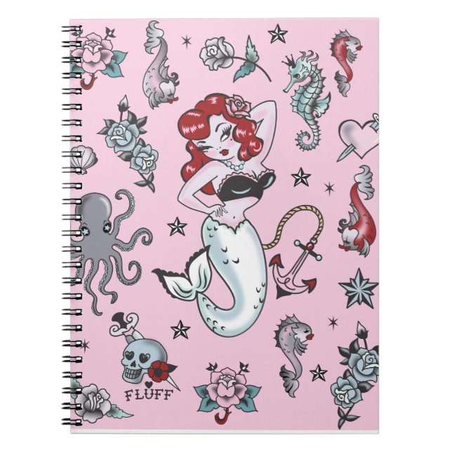 Caderno Espiral Notebook Fluff Molly Mermaid rosa (Frente)