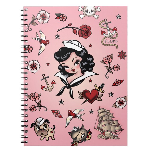 Caderno Espiral Notebook Fluff Suzy Sailor de cor rosa (Frente)