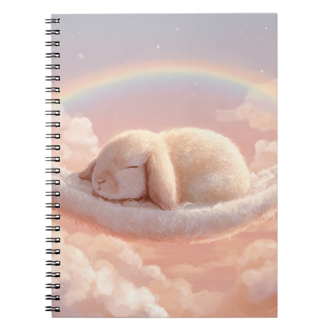 Caderno Espiral Notebook Fluffy Bunny Cloud Rainbow (Frente)