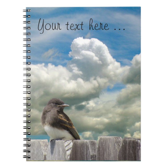 Caderno Espiral Notebook - Flycatcher na cerca (Frente)