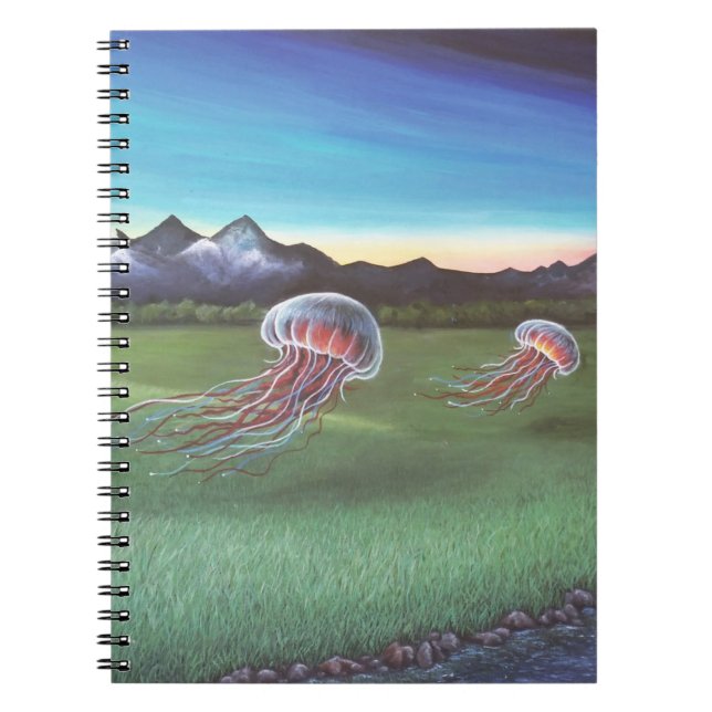 Caderno Espiral Notebook Flying Jellyfish Mountain Landscape (Frente)
