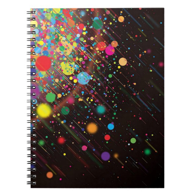 Caderno Espiral Notebook fotográfico/Esferas e linhas multicolorid (Frente)