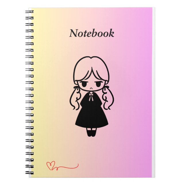 Caderno Espiral Notebook Fotográfico espiral de garota Kawaii (Frente)