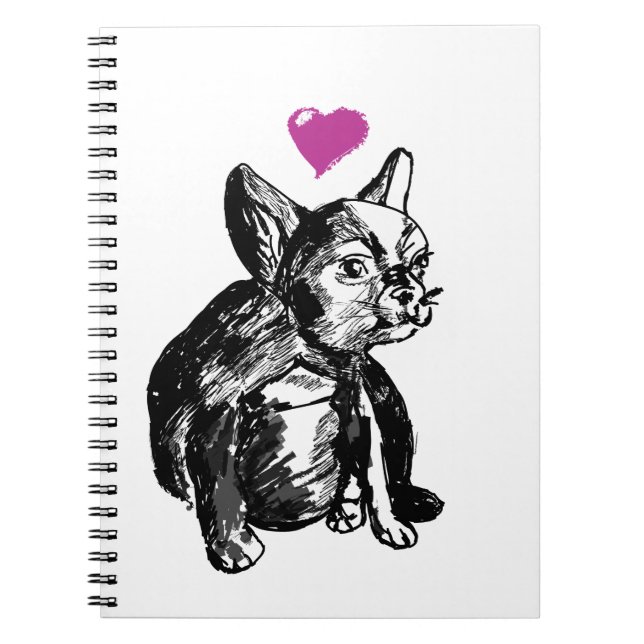 Caderno Espiral Notebook francês Bulldog Puppy Drake (Frente)