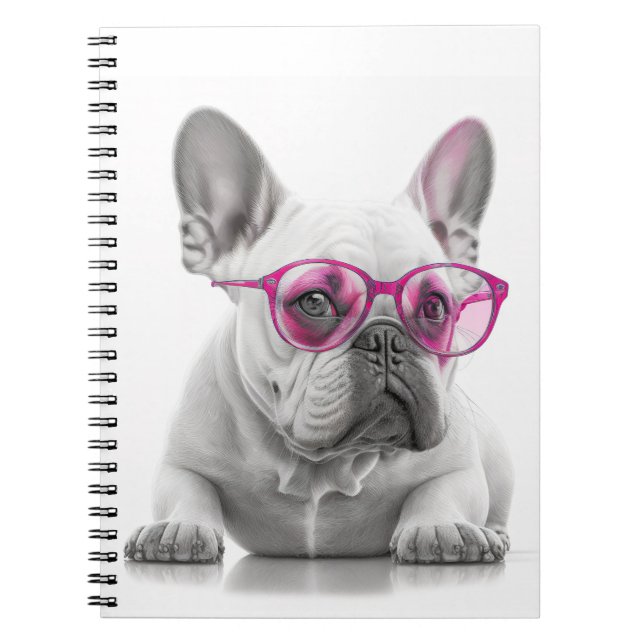 Caderno Espiral Notebook francês Bulldog rosa Foto espiral (Frente)