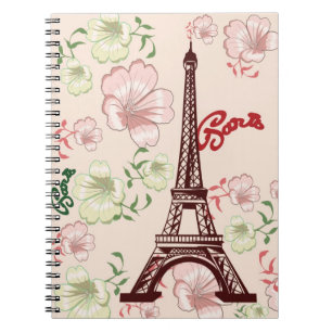 Caderno Espiral Notebook francês floral