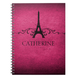 Caderno Espiral Notebook francês florescente, cor-de-rosa