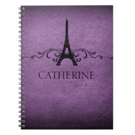 Caderno Espiral Notebook francês florescente venenoso, roxo