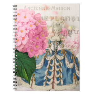 Caderno Espiral Notebook francês Marie Antoinette Pink Hydrangea