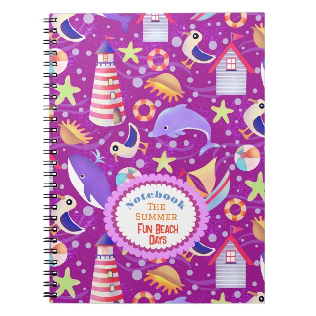 Caderno Espiral Notebook Fun Beach Magenta (Frente)