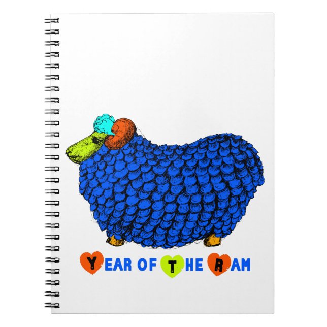 Caderno Espiral Notebook Funny Blue Ram Chinês Ano Zodioso (Frente)