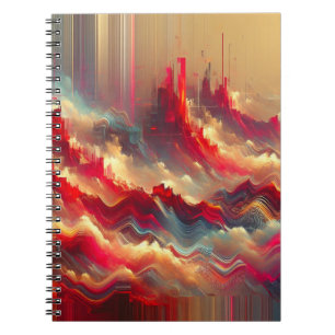 Caderno Espiral Notebook Futurístico Red Abstrato City