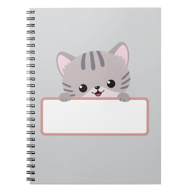 Caderno Espiral Notebook Gato Bonito - Diário Espiral Personalizad (Frente)