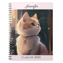 Caderno Espiral Notebook Gato com Nome Personalizado de Colar