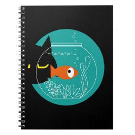 Caderno Espiral Notebook Gato e Peixe Engraçado - Kuro Catto + Kin