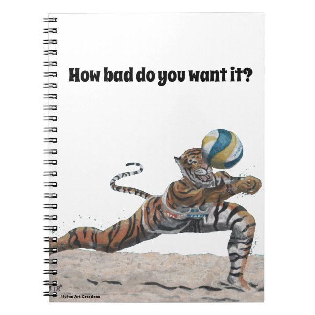Caderno Espiral Notebook Gato Guerreiro Jogando Voleibol (Frente)