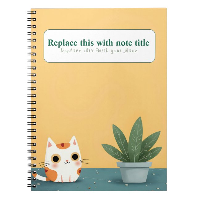 Caderno Espiral Notebook Gato Kawaii Cute Personalizado (Frente)