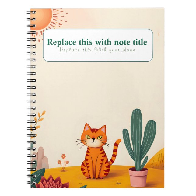 Caderno Espiral Notebook Gato Kawaii Cute Personalizado (Frente)